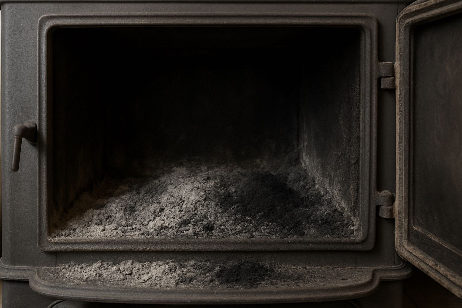 suie et cendre dans cheminee ou poele